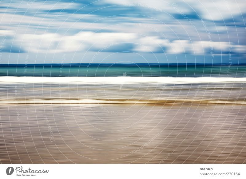 time flies Nature Landscape Elements Sand Water Sky Clouds Summer Beautiful weather Waves Coast Beach Ocean Fantastic Wanderlust Surrealism Colour photo