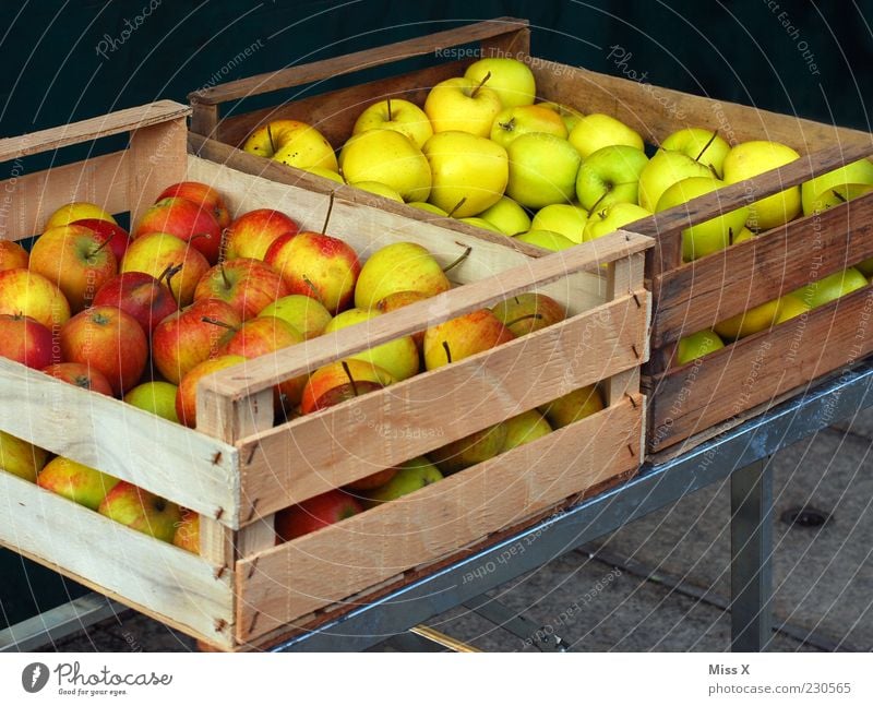 apple boxes Food Fruit Apple Nutrition Organic produce Fresh Delicious Farmer's market Vegetable market Box of fruit Wooden box Crate Market stall Harvest