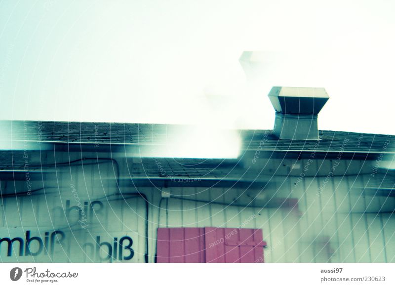 Meal! Snack bar Kiosk Copy Space top Deserted Facade Hazy Outlet air Blur Gastronomy Roof Wall (building) Wooden wall Simple