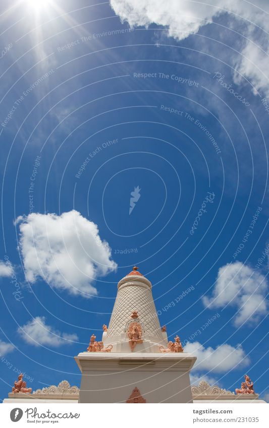 So close to heaven Sky Heaven Religion and faith Church Mosque Mauritius Belief Clouds Vacation & Travel Summer Sun Colour photo Copy Space top Sunbeam