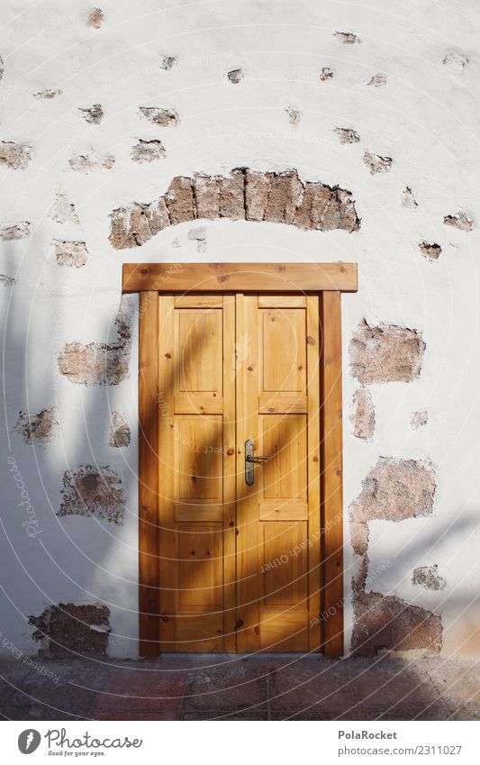 # AS # sun door Art Esthetic Door Fuerteventura Portal Shadow Summer Summer vacation Wooden door Spain Mediterranean Colour photo Subdued colour Exterior shot