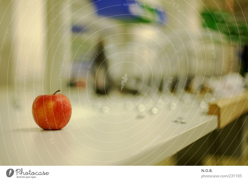 Apple@work Organic produce Vegetarian diet Red Uniqueness Colour photo Interior shot Deserted Copy Space right Copy Space top Copy Space bottom