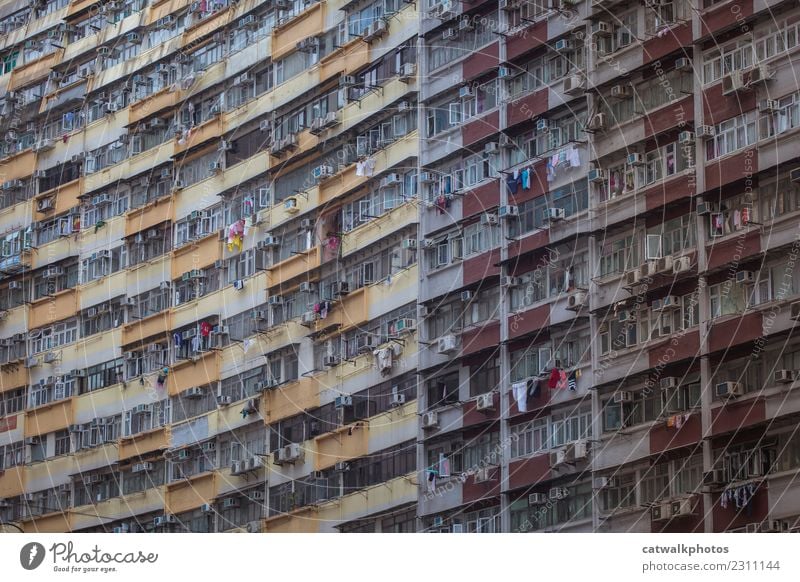 Hong Kong Architecture Hongkong Town House (Residential Structure) Building Wall (barrier) Wall (building) Balcony Window Landmark Environmental pollution