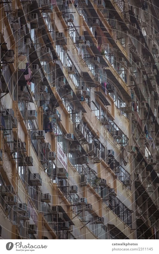 Hong Kong architecture Hongkong Town Overpopulated Wall (barrier) Wall (building) Balcony Window Exceptional Historic Claustrophobia hong kong Architecture