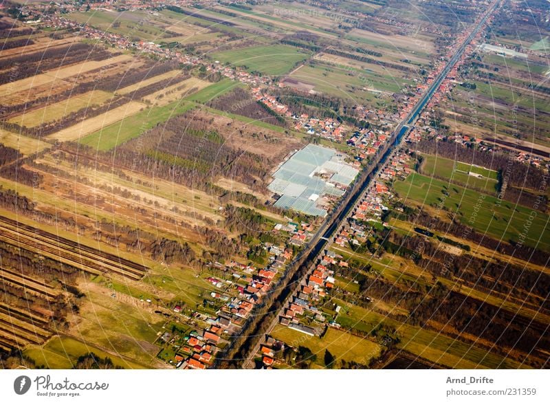 Kind of weird. Landscape Field Bog Marsh River Village Small Town Building Channel Waterway Germany Börgermoor Green Brown Structures and shapes Agriculture