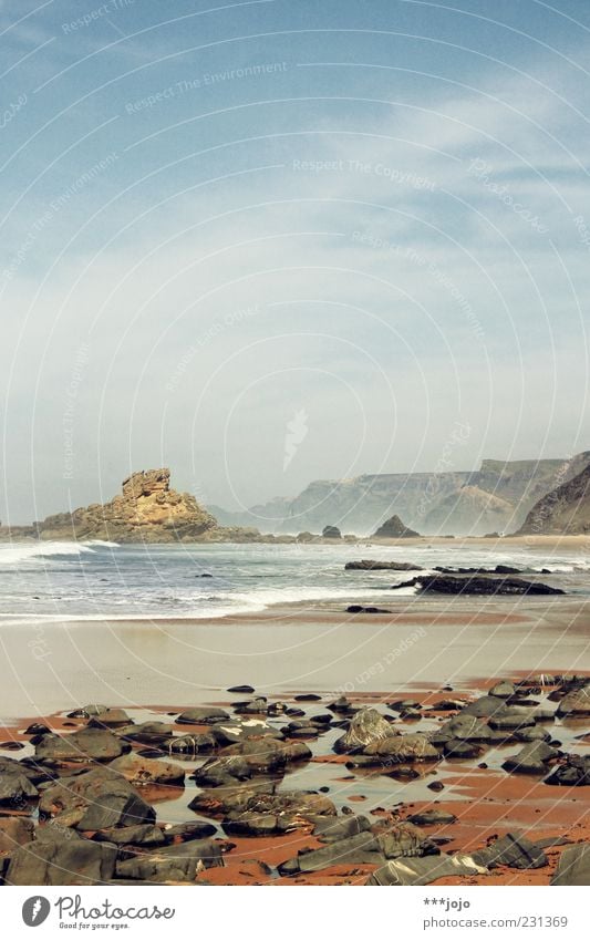 a ROCK 'N' ROLLing waves. Algarve Vacation & Travel Beach Sand Sandstone Sandy beach Reef Waves Ocean Swell Rock Rocky coastline Portugal Atlantic Ocean