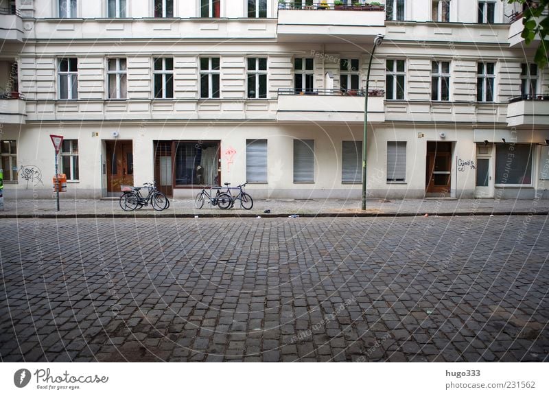 Berlin X House (Residential Structure) Neukölln Town Capital city Deserted Facade Balcony Window Door Street Stone Living or residing Lantern Roller shutter