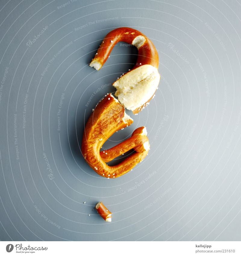 puzzle Food Nutrition Vegetarian diet Sign Characters Education ? Question mark Ask Puzzle Pretzel Soft pretzel Salt Problem solving Colour photo Studio shot