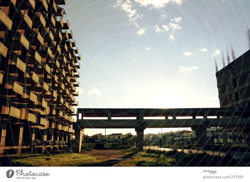 bridge to nowhere. High-rise Transience Building for demolition Ripe for demolition Algarve Balcony Tumbledown Bridge Construction site Unfinished building