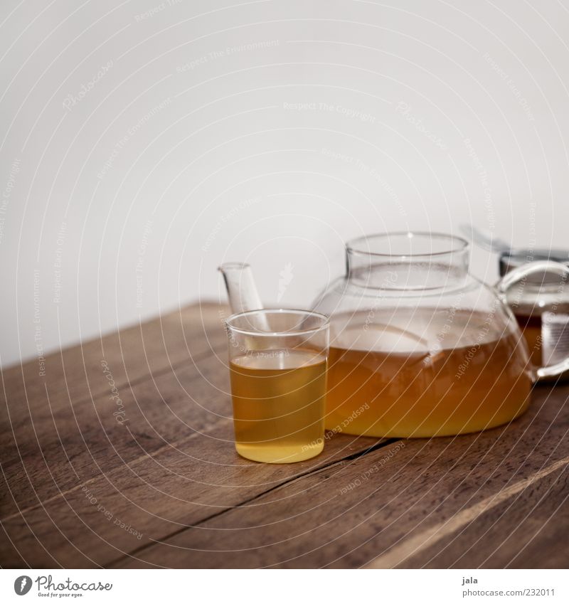 tea Beverage Hot drink Tea Glass Jug Well-being Wood Fluid Thirst Thirsty Colour photo Interior shot Deserted Copy Space left Copy Space top Copy Space bottom