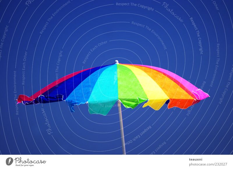 Rainbow Parasol Swimming & Bathing Leisure and hobbies Vacation & Travel Summer Summer vacation Sun Sunbathing Beach Air Sky Sunlight Beautiful weather Umbrella