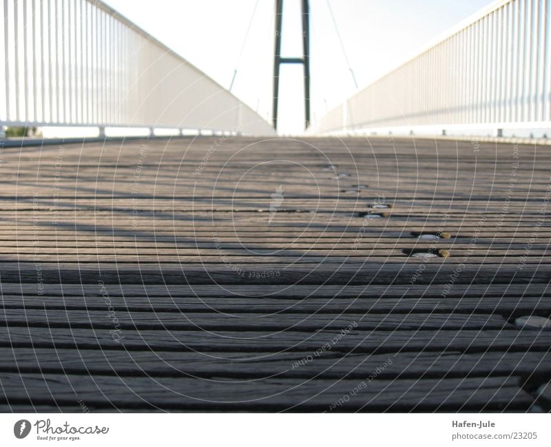 kneel down... Wood Plank Bridge Metal Detail Duesseldorf Pedestrian crossing