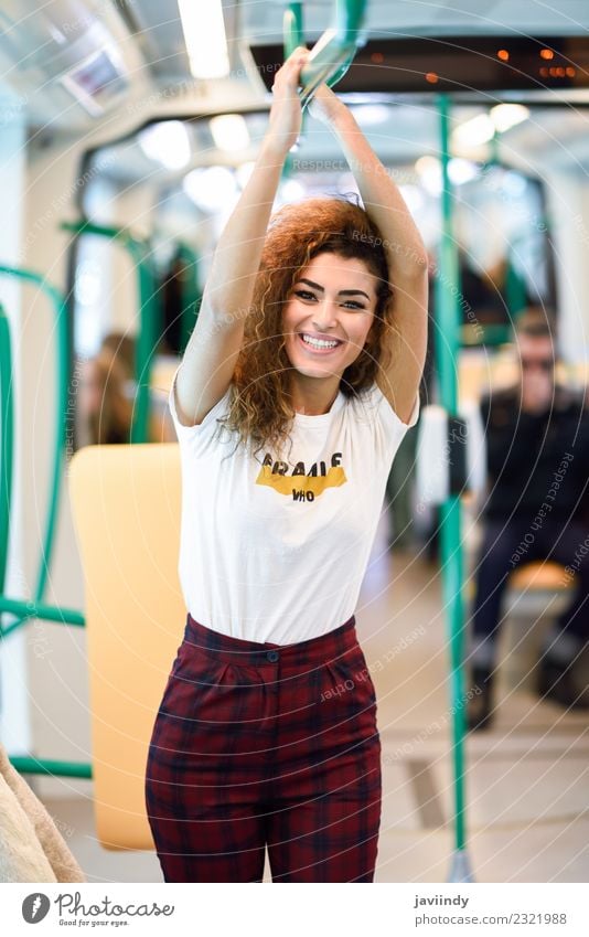 Girl in casual clothes smiling in the metro. Lifestyle Beautiful Hair and hairstyles Vacation & Travel Tourism Trip Human being Feminine Young woman