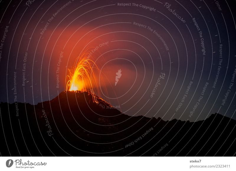 volcanic eruption Volcano Pacaya Threat Exotic Hot Orange Red Black Adventure Chaos Energy Change Destruction Eruption Lava Guatemala Volcanic crater Disaster