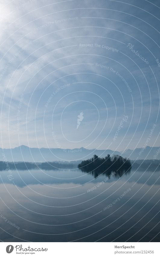 Blue country Nature Landscape Water Sky Horizon Beautiful weather Alps Mountain Lakeside Esthetic Fresh Cold Gray Relaxation Eternity Idyll Vantage point Island