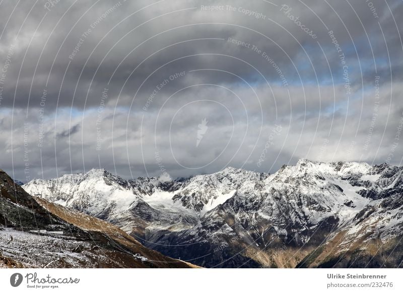 View of the Ötztal Alps from the Rettenbach Glacier, Sölden, Austria Environment Nature Landscape Clouds Autumn Ice Frost Snow Rock Mountain Rettenbachferner