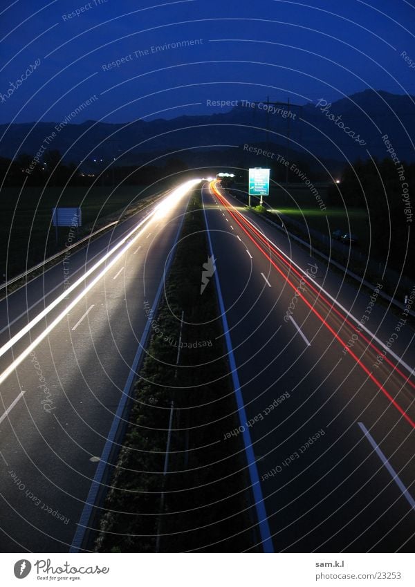 moving lights Long exposure Night Highway Transport Street