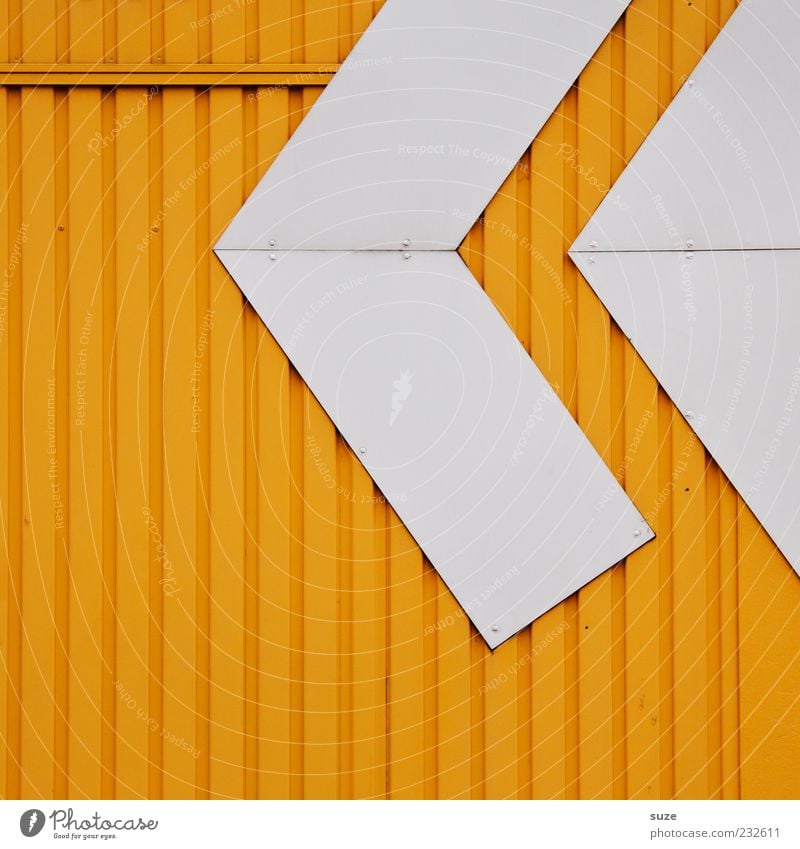 replay Style Design Architecture Facade Line Arrow Authentic Sharp-edged Simple Modern Point Yellow White Wall (building) Container Corrugated sheet iron