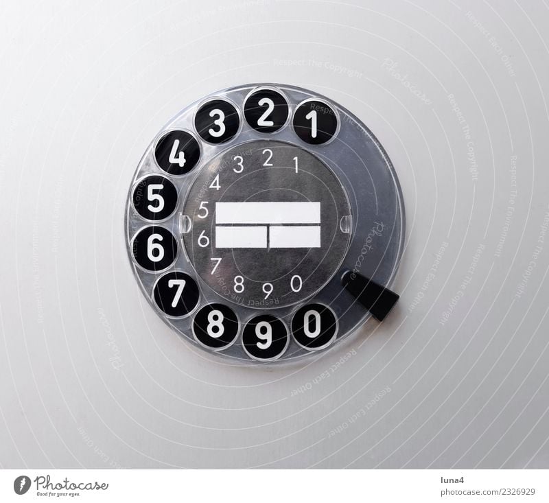 analogue dial Telecommunications Telephone Technology Digits and numbers Select Historic Retro Gray Black White Nostalgia Past Rotary dial technique Analog