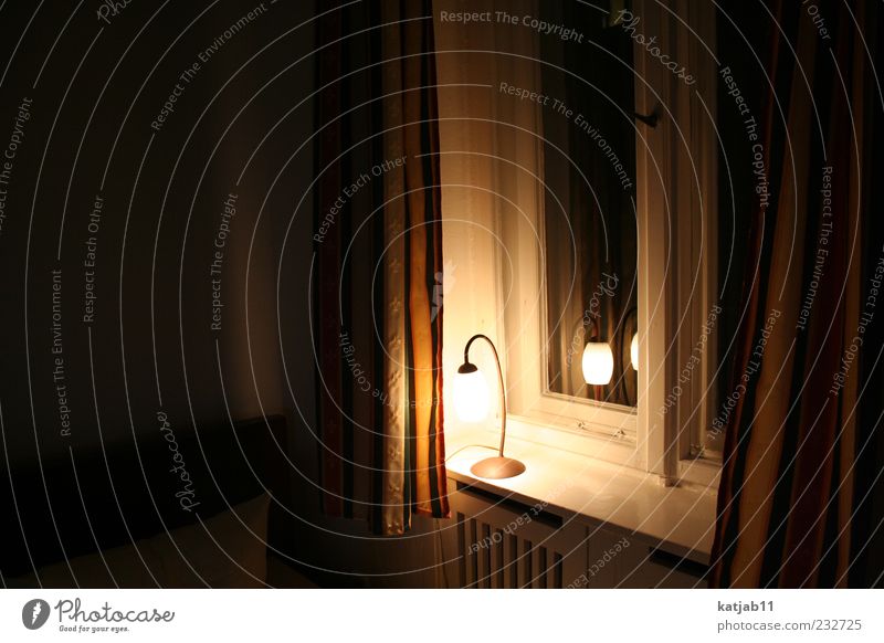 nightlight Flat (apartment) Decoration Lamp Room Window board Drape Dark Calm Colour photo Interior shot Deserted Evening Night Light Illuminate