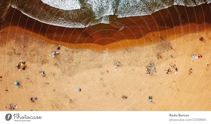 Aerial Summer View Of People Having Fun On Beach Wellness Swimming & Bathing Vacation & Travel Tourism Adventure Freedom Summer vacation Sun Sunbathing Ocean