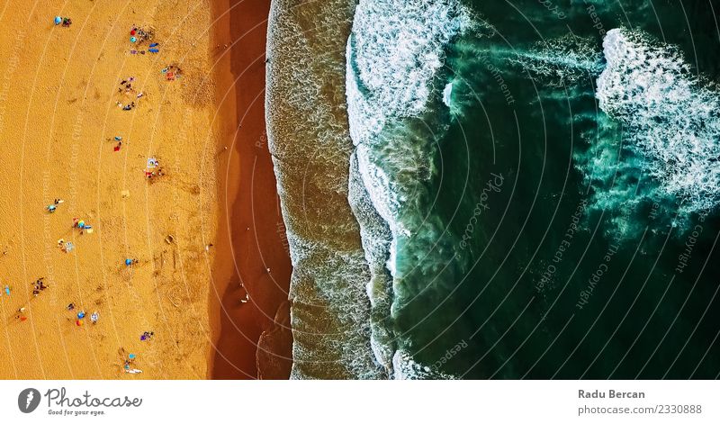 Aerial View From Drone Of People Having Fun On Beach Lifestyle Swimming & Bathing Human being Crowd of people Environment Nature Landscape Sand Water Summer