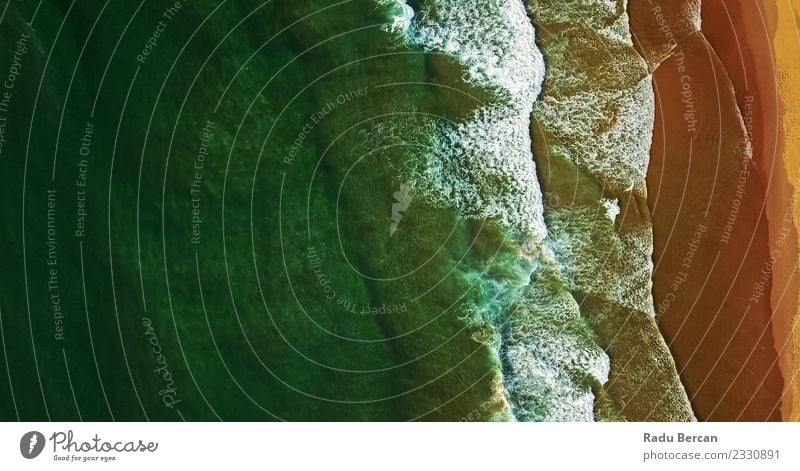 Aerial View From Flying Drone Of Ocean Waves Environment Nature Landscape Sand Water Summer Coast Beach Bay Island Simple Exotic Far-off places Beautiful Above