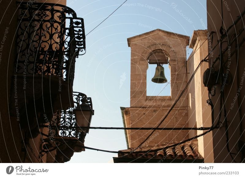 Campanile - Belltower of Castelsardo, Sardinia, Italy Sightseeing City trip Summer Culture Water Hill Europe Village Small Town Church Dome Tower Bell tower