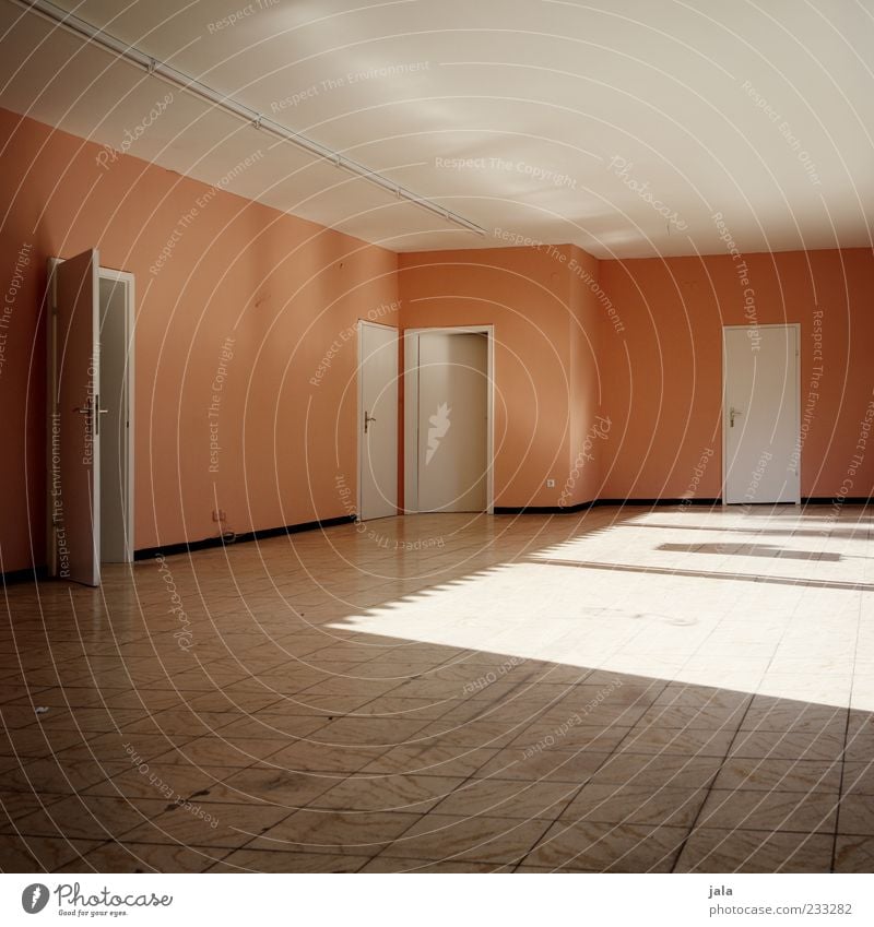 lightroom Door Ceiling Floor covering Tile Gloomy Pink White Empty Colour photo Interior shot Deserted Day Light Light (Natural Phenomenon) Wall (building) Room