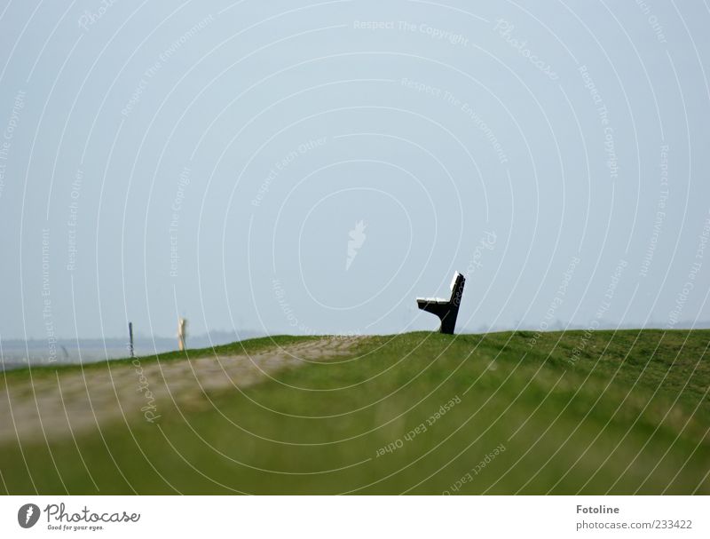 Spiekerook I - On the dike - Nature Bright Green Dike Bench Sky Lawn Meadow Colour photo Multicoloured Exterior shot Copy Space left Copy Space right