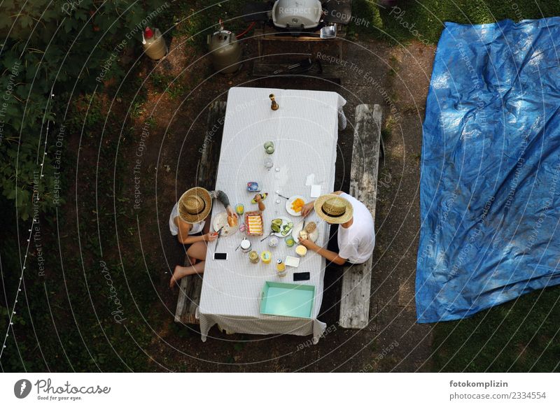 garden breakfast Breakfast Garden Couple 2 Human being terrace Relaxation Sit Delicious Contentment Joie de vivre (Vitality) Friendship Serene Idyll Uniqueness