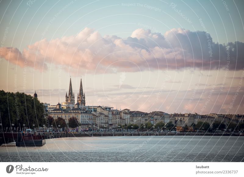 Bordeaux sunset from the Garonne Lifestyle Vacation & Travel Tourism Sightseeing City trip Summer vacation Clouds Spring River France Europe Town Downtown