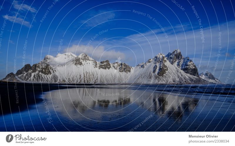 Vestrahorn, island Landscape Mountain Peak Snowcapped peak Coast Blue Vestra horn Iceland Europe Travel photography Vacation & Travel Adventure Nature