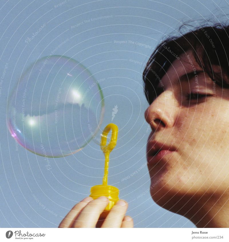 soap bubble Soap bubble Summer Human being Face