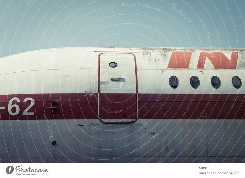 check Vacation & Travel Aviation Sky Airplane Passenger plane Aircraft Flying Old Retro Red Nostalgia Airplane window Opening Digits and numbers Weathered