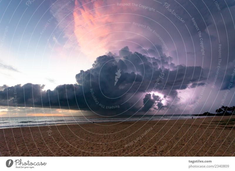 Ahungalla Beach, Sri Lanka - Thunder and lightning at the beach Asia Atmosphere atmosphere disturbance atmosphere perturbation Clouds Coast Evening Gigantic