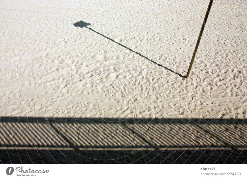 the beach Summer Beach Deserted Handrail Pole Lantern Sand Longing Loneliness Stripe Footprint Colour photo Subdued colour Exterior shot Pattern