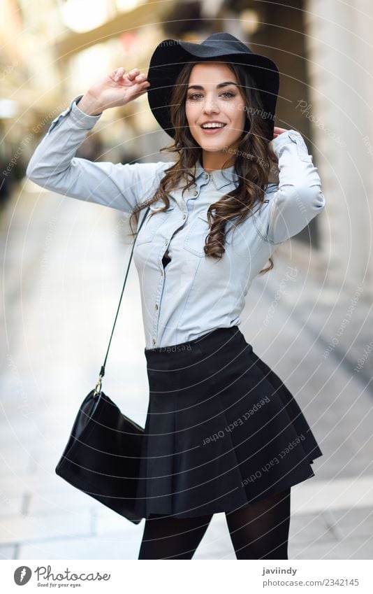 young woman in urban background wearing casual clothes Lifestyle Elegant Style Happy Beautiful Hair and hairstyles Face Human being Feminine Young woman