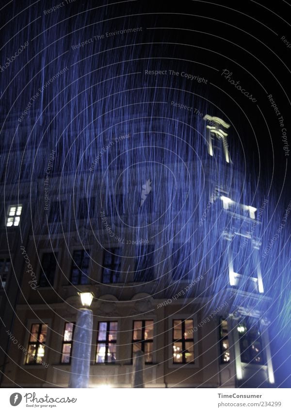 why does it always rain on me? Dresden Old town Building Wall (barrier) Wall (building) Facade Window Blue Exterior shot Deserted Night Light Contrast