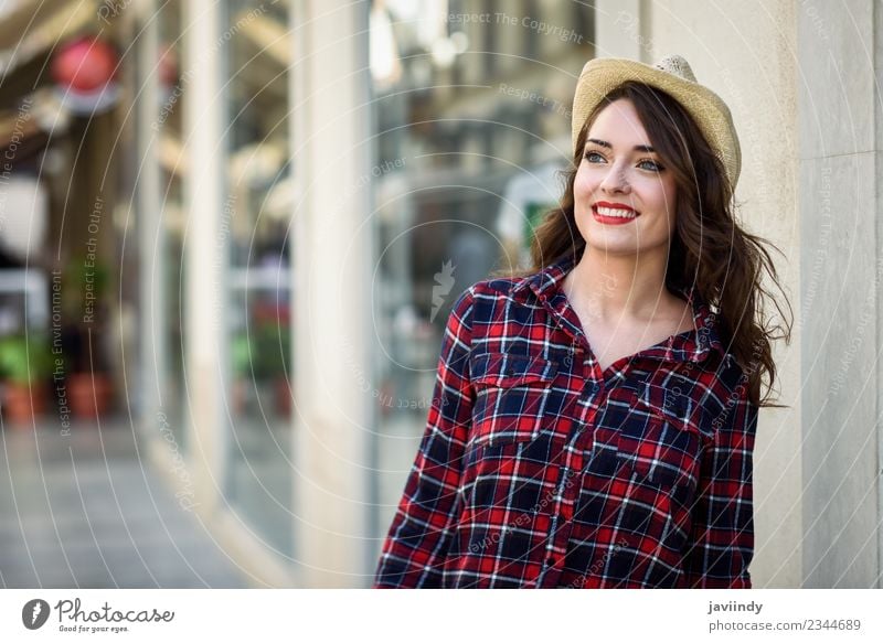 Girl smiling in urban background. Style Happy Beautiful Summer Human being Feminine Young woman Youth (Young adults) Woman Adults 1 18 - 30 years Fashion Shirt