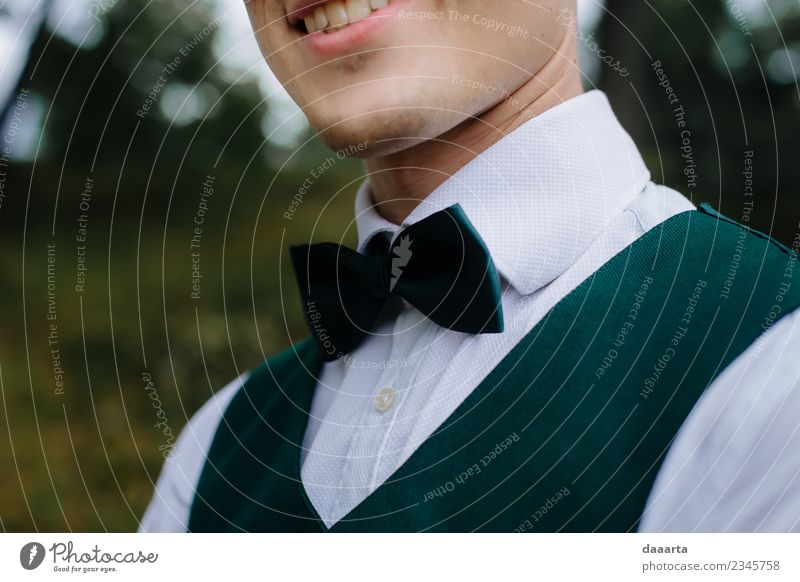 hidden smile Lifestyle Elegant Style Joy Harmonious Leisure and hobbies Adventure Summer Party Event Feasts & Celebrations Wedding Masculine Bow tie Smiling