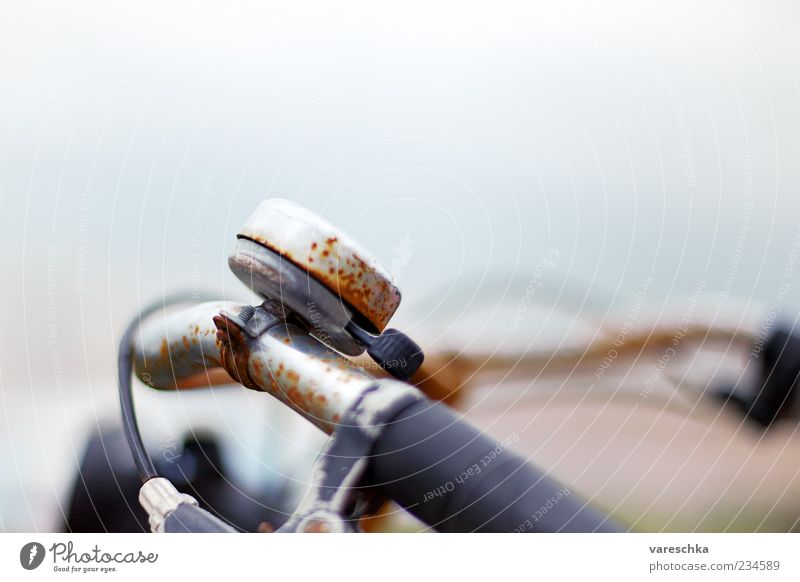 bell ring Bicycle Bicycle bell Rust Time Old Transience Subdued colour Exterior shot Close-up Detail Deserted Copy Space top Neutral Background Day High-key