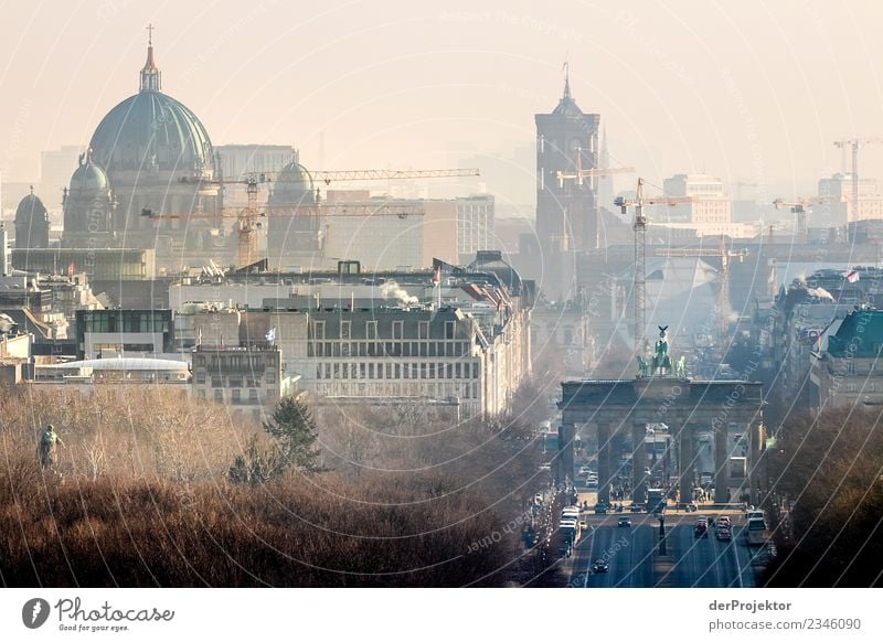 View over the rooftops of Berlin with a view of the Brandenburg Gate metropolis Freedom City Berlin center Panorama (View) Sunbeam urban Beautiful weather