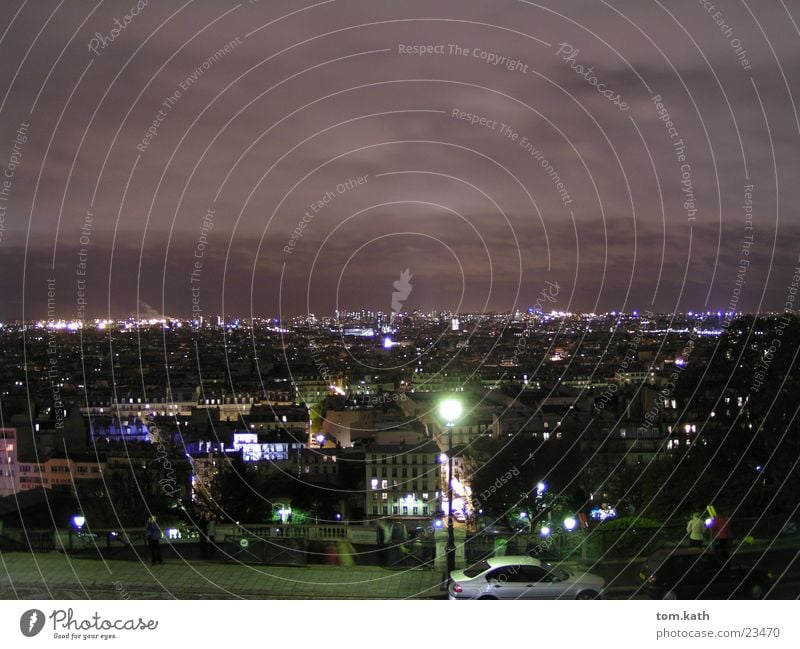 Paris Night Dark France Town Europe Light