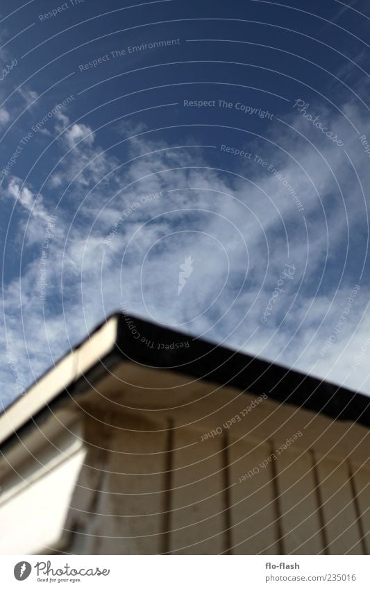 OFFLiNE - HOLIDAY Sky Clouds Summer Beautiful weather Wind Hut Colour photo Exterior shot Deserted Day Light Shadow Blur White Wooden hut Roof Clouds in the sky