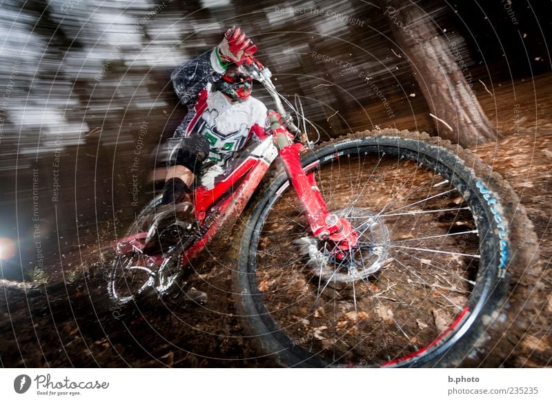 downhill speed Sports Sportsperson Cycling Mountain bike Mountain biking Human being Masculine Young man Youth (Young adults) Man Adults 1 18 - 30 years Tree