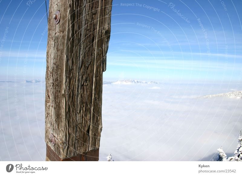 top right Winter White Cold Slope Fog Clouds Peak Vantage point Mountain Blue Snow Sun arboretum Climbing