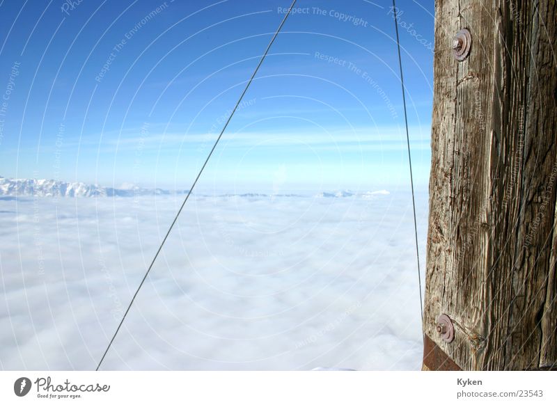 top left Winter White Cold Slope Fog Clouds Peak Vantage point Mountain Blue Snow Sun arboretum Climbing