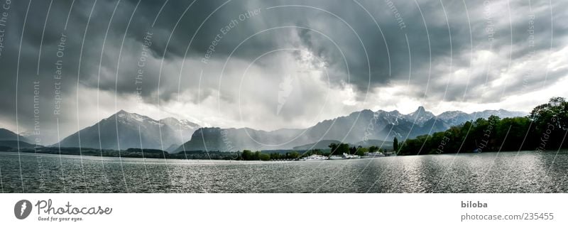 Summer thunderstorm on the occasion of the anniversary Nature Landscape Elements Water Sky Clouds Storm clouds Weather Wind Gale Rain Thunder and lightning Alps