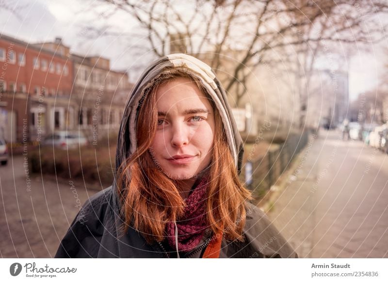 Portrait on the street Lifestyle Style Beautiful Senses Trip Human being Feminine Young woman Youth (Young adults) Woman Adults Face 1 18 - 30 years Tree